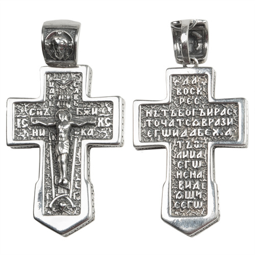 Нательный крестик серебряный 181-0063, чернение, большой фото 2