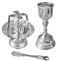 Евхаристический набор серебряный, ручная гравировка, оксидирование 290-15