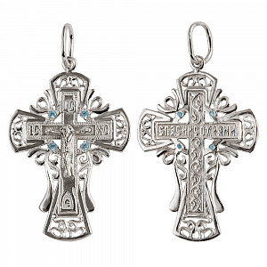 Крест (Ag 925) 19-0071 (4 Фианит круг 1.25 топаз 0.008)
