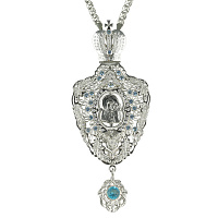 Панагия серебряная с цепью и фианитами, 29-0298