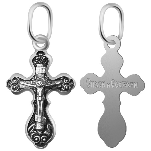 Крест из серебра, частичное чернение, штампованный 19-0138