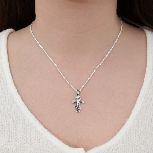 Нательный крестик серебряный 19-0052, литье, частичное чернение фото 6