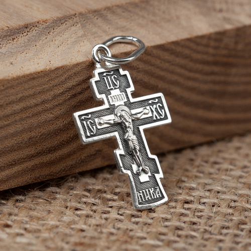 Крест из серебра, частичное чернение, штампованный 19-0135 фото 3