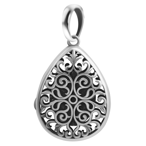 Образок (медальон) "Казанская Божия Матерь" нательный полый, "капелька", чернение 181-0076 фото 4