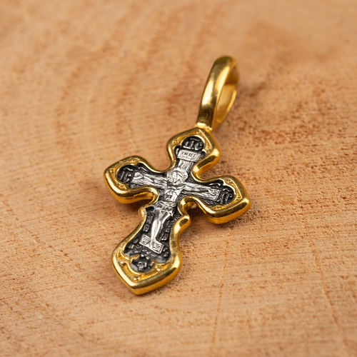 Позолоченный нательный крестик из серебра 19-0102, литье фото 6