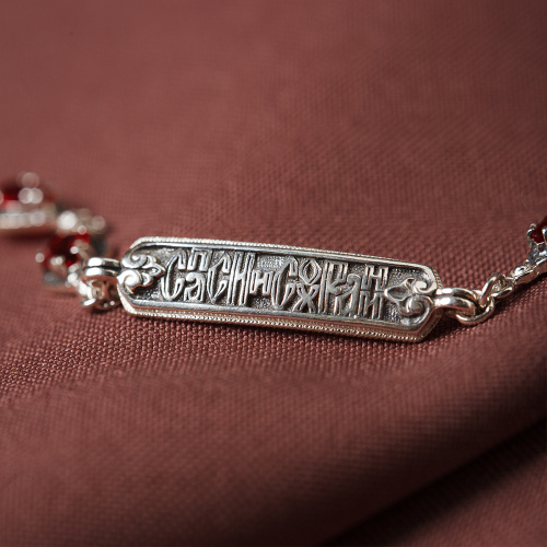 Браслет серебряный с красными фианитами 19-0115 фото 5