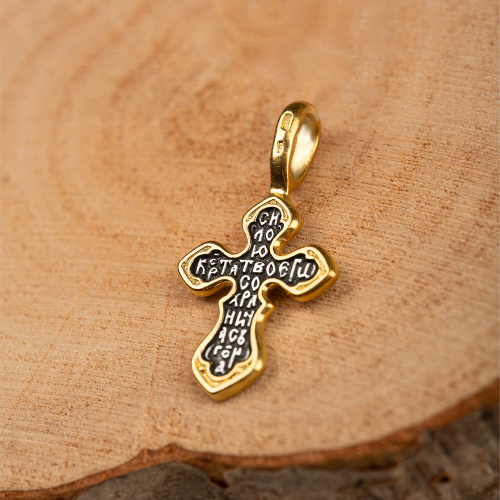 Позолоченный нательный крестик из серебра 19-0102, литье фото 4