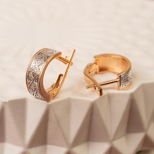 Серьги серебряные 181-0027, позолота, родирование фото 3