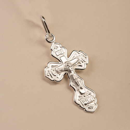 Нательный крестик серебряный 19-0019, штамп фото 2