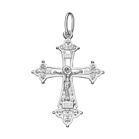 Нательный крестик серебряный 19-0043, штамп