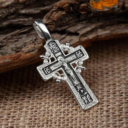 Крест из серебра, частичное чернение, литье 19-0140 фото 3