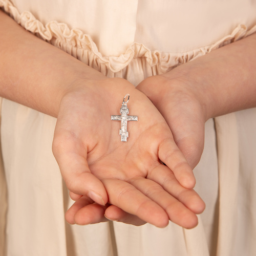 Нательный крестик серебряный 19-0040, штамп фото 6