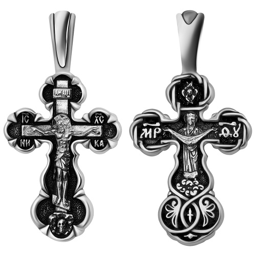 Крест (образ Покрова) из серебра, частичное чернение, литье 19-0142