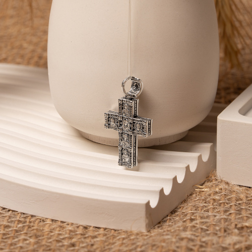 Нательный крестик серебряный 181-0058, чернение, малый фото 5