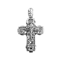 Нательный крестик серебряный №16, двусторонний, чернение 181-0039