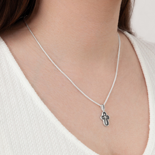 Нательный крестик серебряный 19-0050, литье, частичное чернение фото 6 Нательный крестик серебряный 19-0050, литье, частичное чернение фото 6