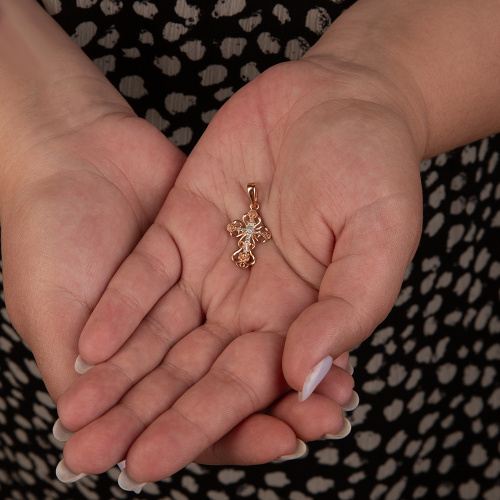 Позолоченный нательный крестик из серебра 19-0099, литье фото 7