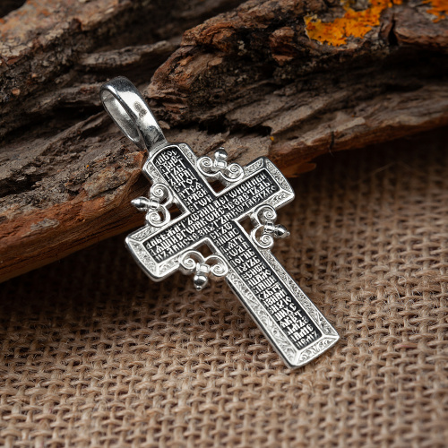 Крест из серебра, частичное чернение, литье 19-0140 фото 4