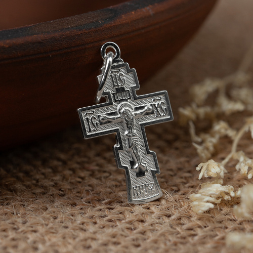 Крест из серебра штампованный белый 19-0139 фото 5