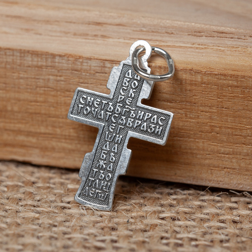 Крест из серебра, частичное чернение, штампованный 19-0135 фото 4