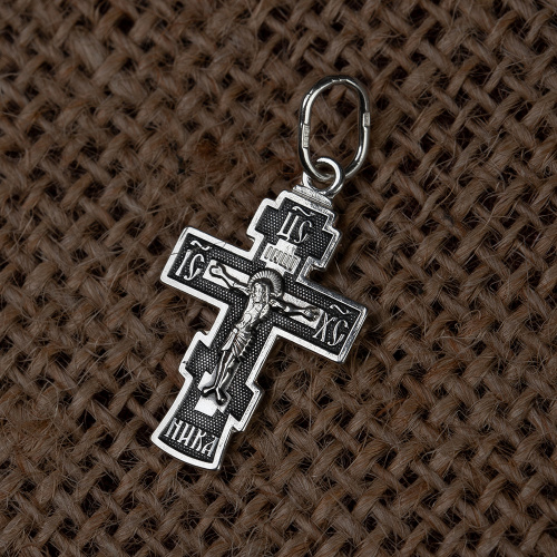 Крест из серебра, частичное чернение, штампованный 19-0135 фото 2