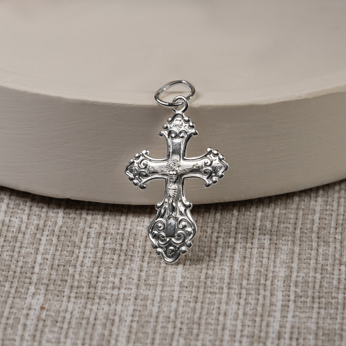 Нательный крестик серебряный 19-0028, штамп фото 4