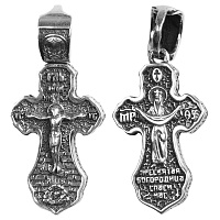 Нательный крестик серебряный 181-0064, чернение, малый