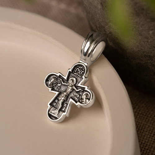 Нательный крестик серебряный 19-0048, литье, частичное чернение фото 4 Нательный крестик серебряный 19-0048, литье, частичное чернение фото 4