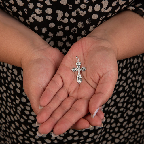 Нательный крестик серебряный 19-0044, штамп фото 6