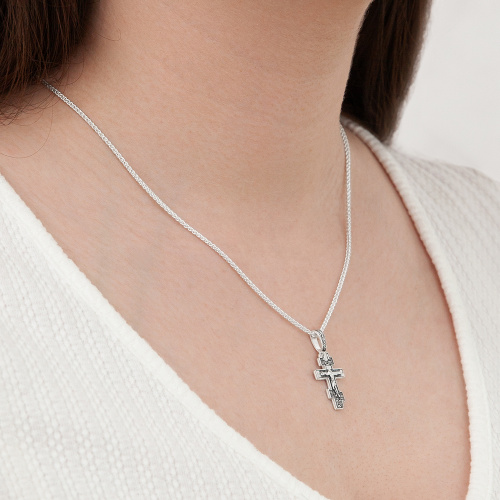 Нательный крестик серебряный 19-0052, литье, частичное чернение фото 7