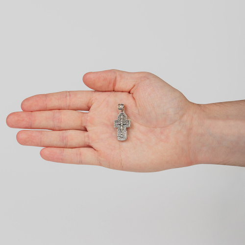 Нательный крестик серебряный 181-0060, чернение, малый фото 2