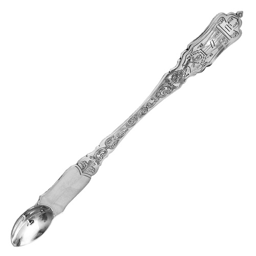 Лжица серебряная 290-19, ручная гравировка, оксидирование