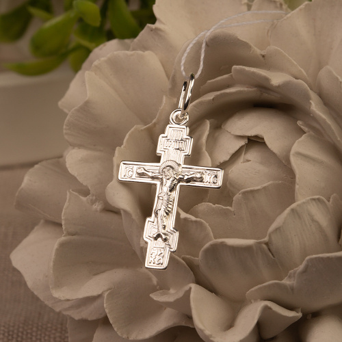 Нательный крестик серебряный 19-0040, штамп фото 5