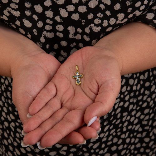 Позолоченный нательный крестик из серебра 19-0102, литье фото 8