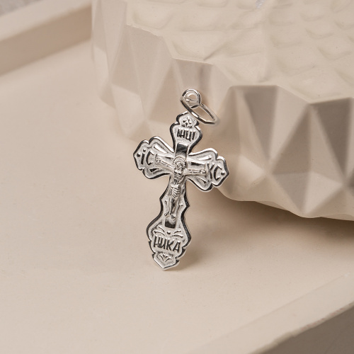 Нательный крестик серебряный 19-0019, штамп фото 5