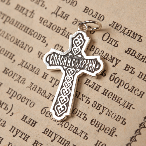 Крест из серебра, частичное чернение, литье 19-0143 фото 2