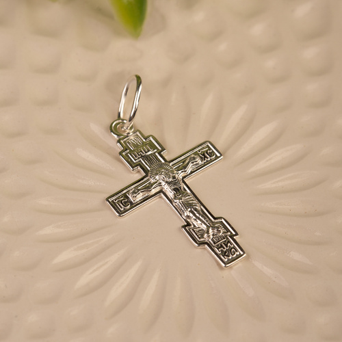 Нательный крестик серебряный 19-0040, штамп фото 2