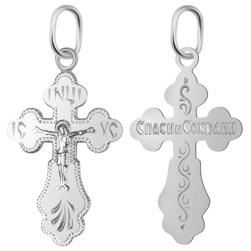 Крест из серебра штампованный белый 19-0145