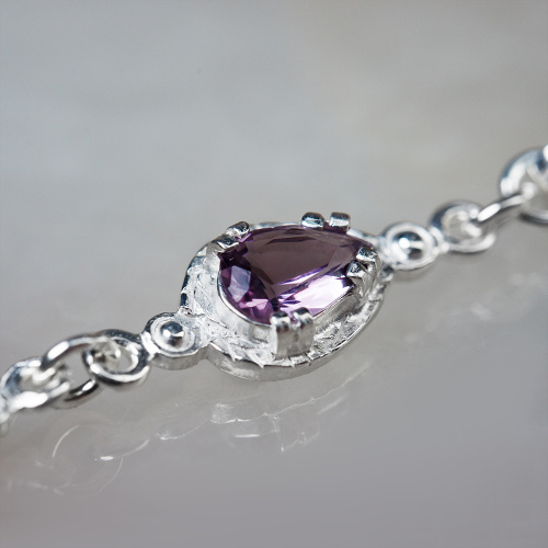 Браслет серебряный с сиреневыми фианитами 19-0114 фото 4