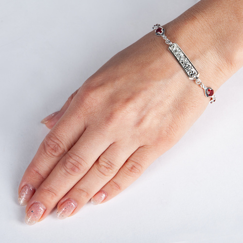 Браслет серебряный с красными фианитами 19-0115 фото 9