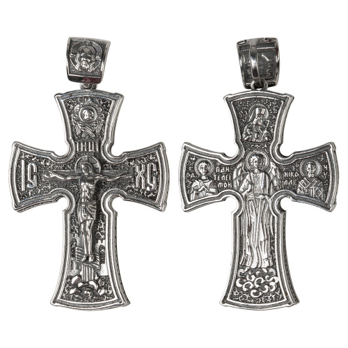 Нательный крестик серебряный 181-0057, чернение, большой