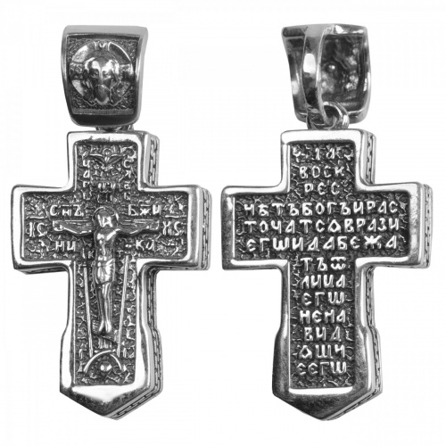 Нательный крестик серебряный 181-0062, чернение,малый