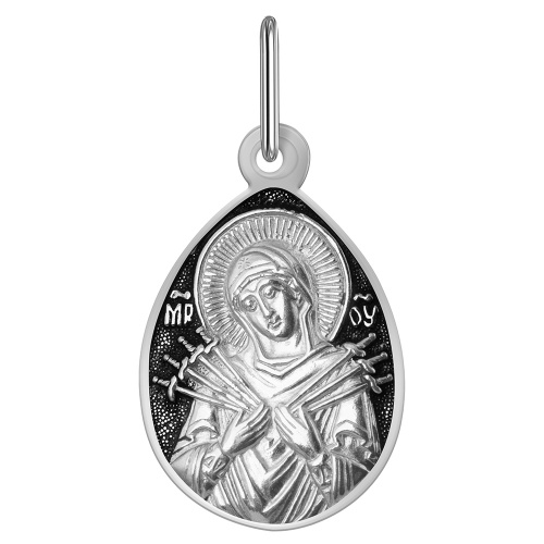 Образок (Медальон) Божией Матери "Семистрельная" (м), штамп, 182-0025 фото 2