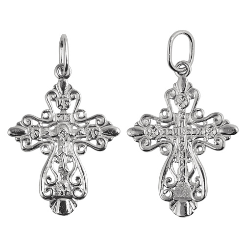 Нательный крестик серебряный 19-0067, литье