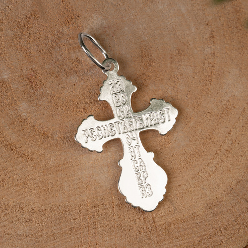 Нательный крестик серебряный 19-0028, штамп фото 3