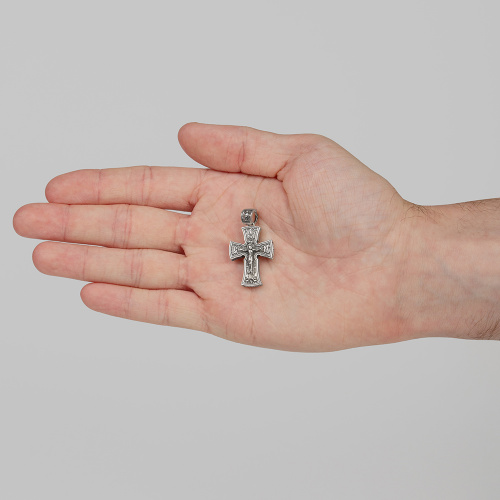 Нательный крестик серебряный 181-0056, чернение, малый фото 3