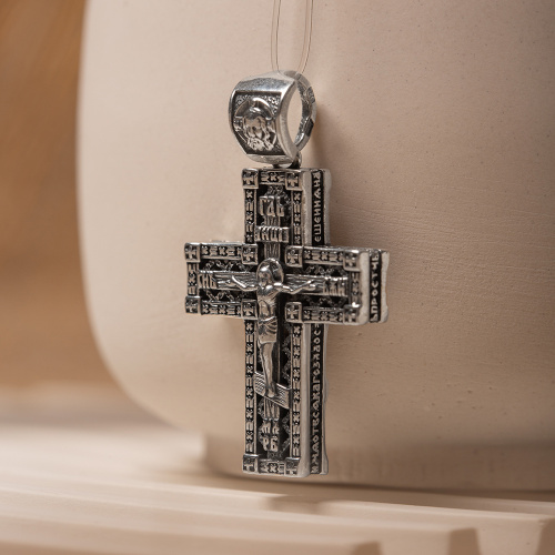 Нательный крестик серебряный 181-0058, чернение, малый фото 4