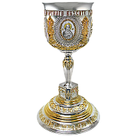 Потир серебряный "Торжество" с позолотой и чеканкой, на 3 л 29-0070