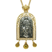 Панагия "Господь Вседержитель" с позолотой и камнями, с цепью, 29-0312