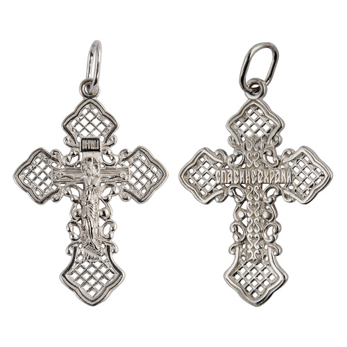 Нательный крестик серебряный 19-0069, литье